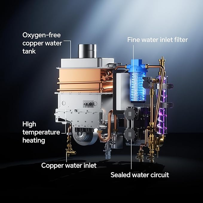 Ranein Nature Gas Tankless Water Heater, Up to 10.6 GPM, 191,100 BTU, Indoor Installation Instant Hot Water Heater with Zero Cold Water Start Function for Hydrotherapy