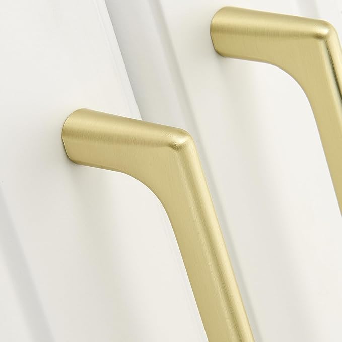 15 Pack 6.3 Inch(160mm) Hole Center Modern Brushed Gold Cabinet Pull Handle Timeless Vanity Drawer Pull Handle Classic Cabinet Hardware for Kitchen Dresser Bathroom, Screws Included, B-Gold(6.3x15)