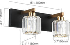 Aipsun Vanity Lighting Fixtures for Bathroom Matte Black Vanity Lights Fixtures Crystal 2 Lights Wall Light Fixture Over Mirror(Exclude Bulb)