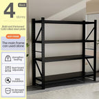 Storage Shelves Heavy Duty, Metal Garage Shelving Units, 4 Tier Storage Rack Shelf, Steel Industrial Shelving, Adjustable Standing Shelf for Basement/Warehouse (Black, W59.06*D19.69*H78.74)