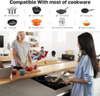 ThermoMate 2 Burners Electric Cooktop, 12 Inch Built in Electric Radiant Stove Top, 3200W Ceramic Glass Cooktop with Sensor Touch Control, 9 Heating Level, Chlid Lock & Timer, 220-240V Hard Wire