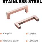 10 Pack Kitchen Cabinet Handles 3 3/4 Inch Hole Center Antique Copper Drawer Pulls Stainless Steel Square Cabinet Pulls Drawer Knobs Cupboard Handles