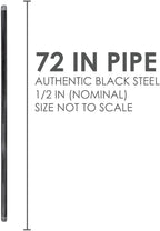 Pipe Decor 1/2” x 72” Malleable Cast Iron Pipe, Pre Cut, Industrial Steel Grey Fits Standard Three Quarter Inch Black Threaded Pipes Nipples and Fittings, Build Vintage DIY Furniture, 4 Pack