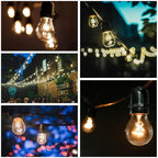 Hometown Evolution, Inc. 100' E26 Commercial Edison Bulb Outdoor String Lights (100 Foot 50 Socket, S14 Lantern Edison 11 Watt Light Bulbs)