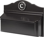 Whitehall Custom Wall Mount Mailbox Package - Mail Box with Monogram, Sand Cast Aluminum, Classic Design Black Personalized in White