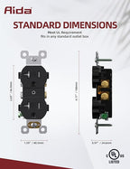AIDA 20 Amps Outlets Duplex Electrical Receptacle Outlets,Tamper Resistant,Heavy-Duty Receptacle Wall Outlet,Residential,TR,3-Wire, Self-Grounding Clip, NEMA 5-20R,UL Listed (20 Pack, Black