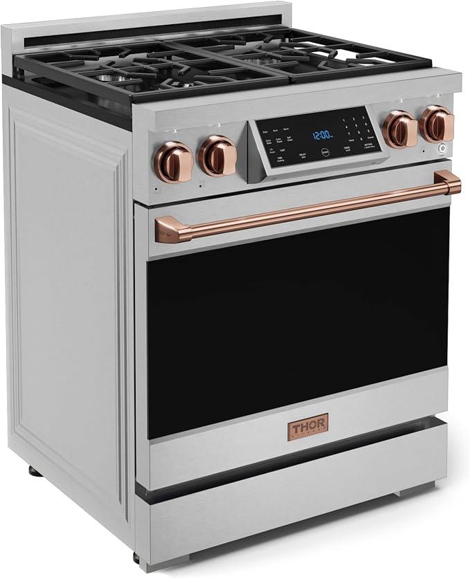 Gordon Ramsay by THOR Kitchen 30 Inch Professional Liquid Propane Range with Tilt Panel Touch Control in Stainless Steel/Rose Gold