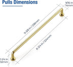 JOY DECOR Cabinet Pulls – 8-3/4 Inch Hole Center, Polished Brass, 10 Pack, Zinc Alloy Cabinet Handles for Drawers & Cupboard – Vintage Style Hardware for Kitchen, Bathroom, Dresser, Furniture Makeover