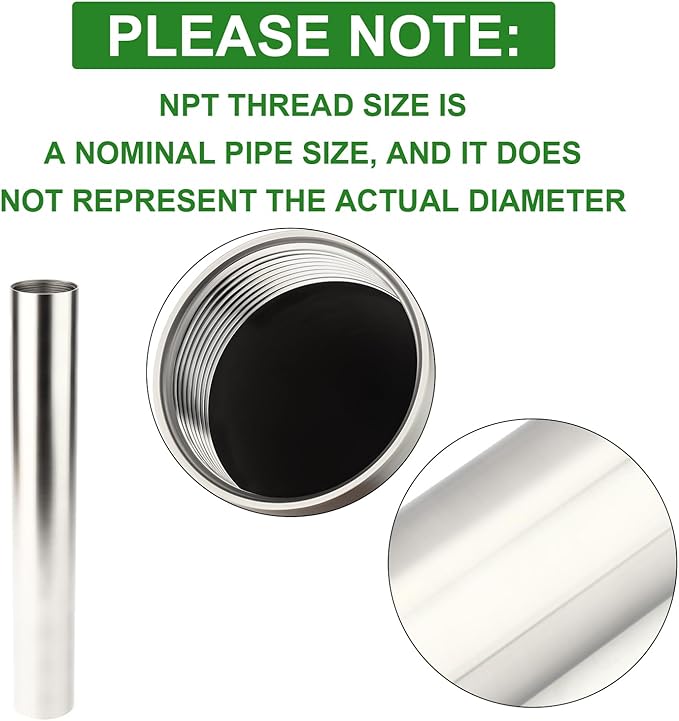 TAISHER 1PCS Stainless Steel Pipe Fittings, 1-1/4" NPT Female x 1-1/4" NPT Female Threaded, 16" Length Nipple Cast Pipe