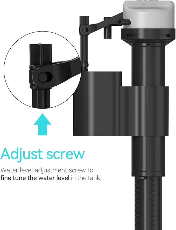 R&T A1250L Toilet Fill Valve Toilet Tank Parts Replacement Universal Toilet Repair Kit Inside Tank Quiet Fill Anti-Siphon