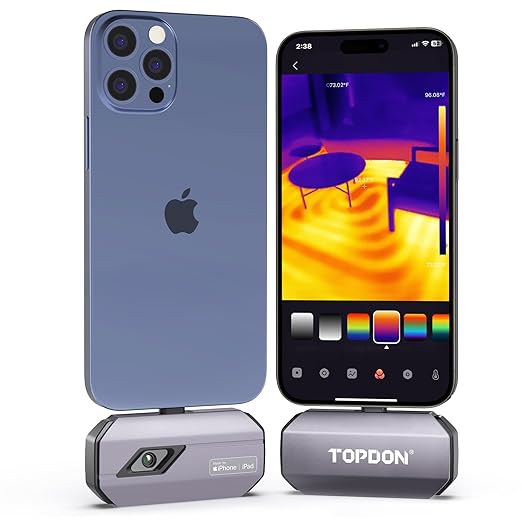 TOPDON TC002C Thermal Camera, 512 x 384 Super Resolution, 256 x 192 IR Resolution, Thermal Imager for iPhone 17/16/15 Series & iPads with Type-C Port, -4°F~1022°F Temp Range, Upgraded Version of TC002