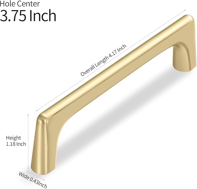 15 Pack 3.75 Inch(96mm) Hole Center Modern Brushed Gold Cabinet Pull Handle Timeless Vanity Drawer Pull Handle Classic Cabinet Hardware for Kitchen Dresser Bathroom, Screws Included, B-Gold(3.75x15)