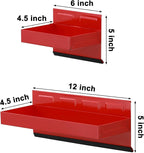 Mayouko Magnetic Toolbox Shelf & Tray Set, 4-Piece Tool Box Cabinet Side Shelf Storage, Workshop, Spray Can & Tissue Holder, Red