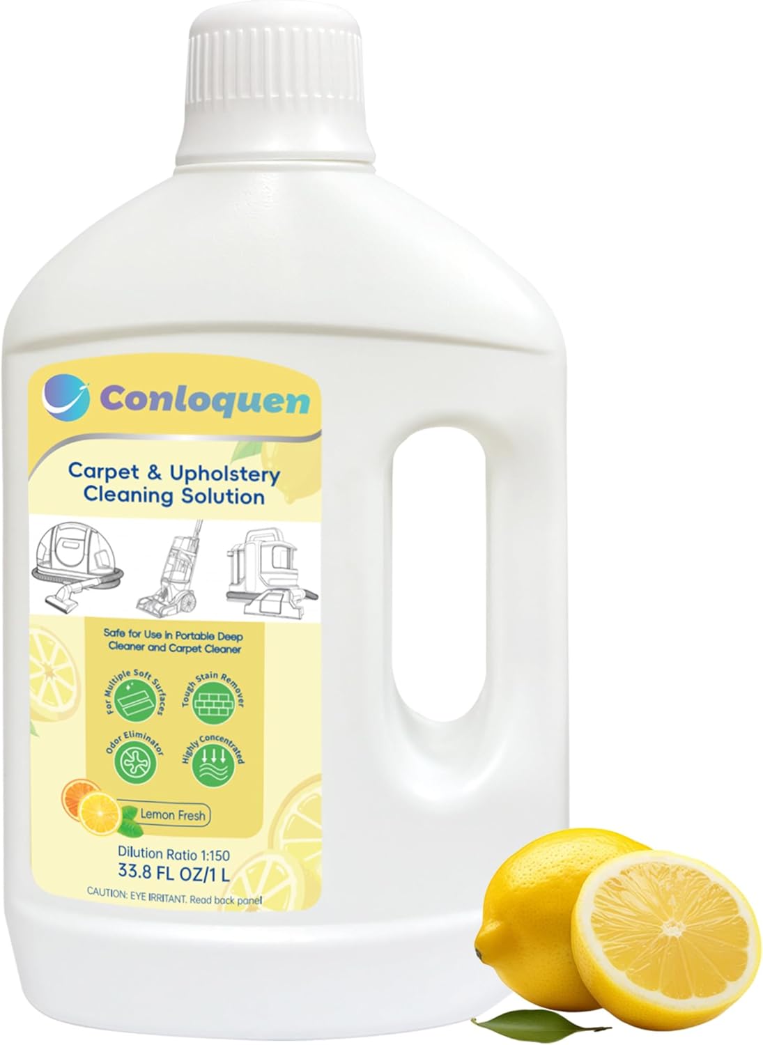 150X Concentrate Carpet Cleaner Solution for Portable Carpet Deep Cleaner and Upright Carpet Cleaner Machine, 33.8 Fl.oz Makes 39.6 Gal Formula, Carpet Stain Remover Lemon Scent