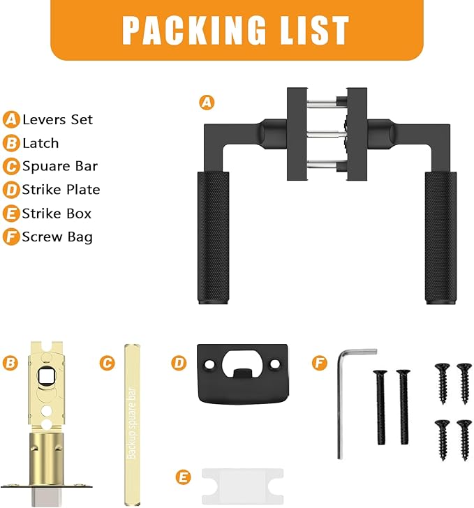 Amerdeco 5 Pack Matte Black Passage Door Handles,Heavy Duty Non-Locking Door Lever for Hall, Closet,Office Area, Shopping Malls AM0021