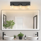 IZORRO Bathroom Vanity Light Fixture, 3-Light 22 Inch Matte Black Bathroom Light Fixtures Over Mirror, with Clear Glass Shade, Modern Farmhouse Vanity Lights, Rustic Restroom Lighting Fixtures