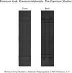 Board & Batten Vinyl Shutters (1 Pair) | 11"x59" (3-Board) - Black Cosmos/Paintable | Exterior Window Shutters | Includes Mounting Hardware | Simple Installation | Made in USA