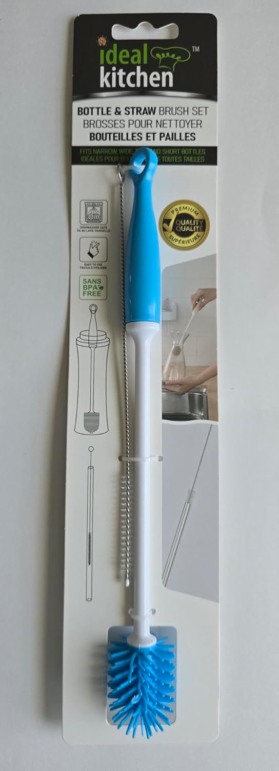 Bottle Brush Set 2-Pack – Cup & Flexible Straw Cleaning Brushes for Water Bottles, Tumblers, Reusable Straws, Baby Bottles & Narrow Glasses