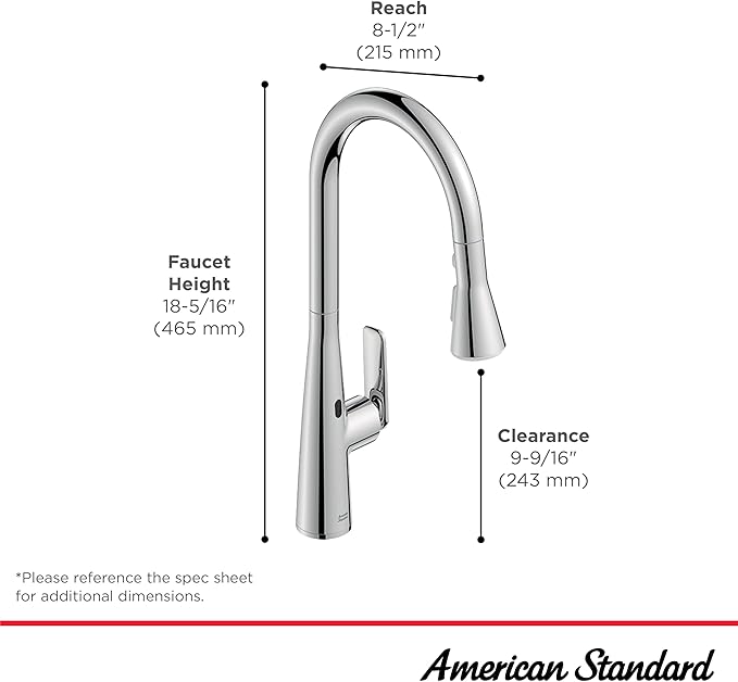 American Standard 1048802430 Aspirations Touchless Pull-Down Kitchen Sink Faucet, 1.8 GPM, Matte Black