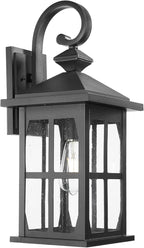 Darkaway Large Outdoor Light Fixtures Wall Mount, 21inch Outdoor Wall Lights Exterior Lighting Fixtures Waterproof Black Outside Wall Sconce with Seeded Glass for House Porch Hallway Garage Front Door