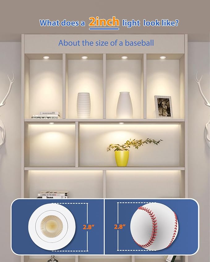 Adetu 2 Inch 5CCT Gimbal Led Recessed Lighting with Junction Box, 360°+90° Adjustable Recessed Can Lights, 2700K/3000K/3500K/4000K/5000K Selectable, 5W Eqv 50W, 550LM Brightness - ETL (White, 1 Pack)