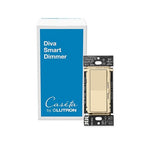 Lutron Diva Smart Dimmer Light Switch for Caseta Lighting (Lutron Smart Hub Required), for LED Lights, 150W, Single-Pole/3-Way, No Neutral, Ivory (DVRF-6L-IV)