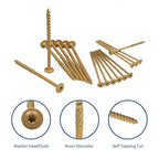 Lag Screws 4 Inch, 50PCS Heavy Duty Construction Screw, Structural Wood Screw #14 x 4, Rust Resistant, Washer Head, Yellow Coated Exterior Wood/Lag Screws, Star Drive with Bit