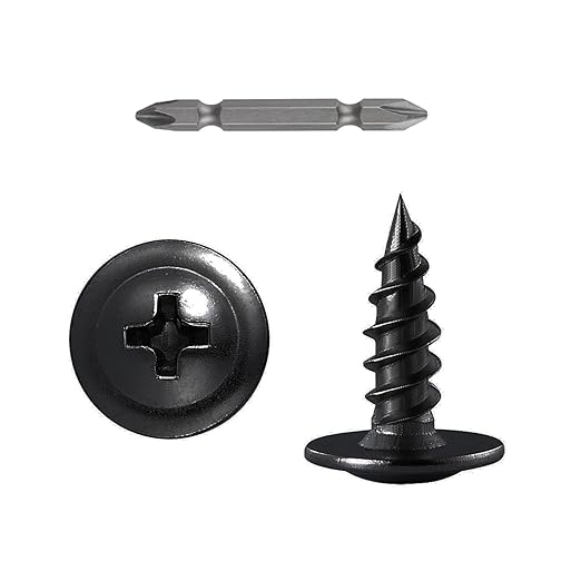 (400 Pcs)#8×1/2" Black Truss Head Wood Screws Quick Metal Self Tapping Zinc Oxide