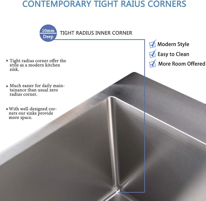 SHACO 28 Inch Drop In Kitchen Sink, Commercial Handmade T304 16 Gauge Stainless Steel Top Mount Sink, 9 Inch Deep Single Bowl Basin Laundry Utility Wet Prep Sink, Fregadero