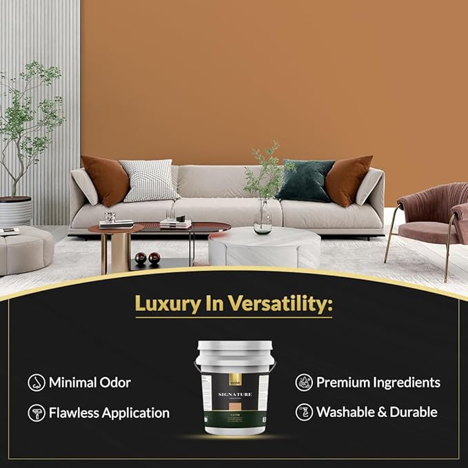 EVOLVE Signature Paint & Primer: Luxury Paint & Primer for Indoor & Outdoor Surfaces, Minimal Odor, Satin Sheen (Luxury Tan, 5 Gallon)