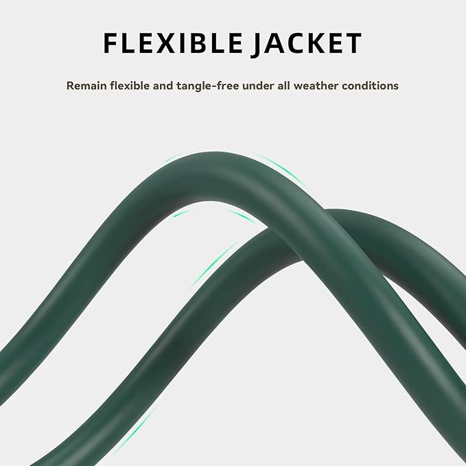 10ft Outdoor Extension Cord for Christmas Decorations - 16/3 Heavy Duty SJTW Waterproof Green Electrical Cable with 3 Prong Grounded Plug for Safety, Great for Lawn and Major Appliances