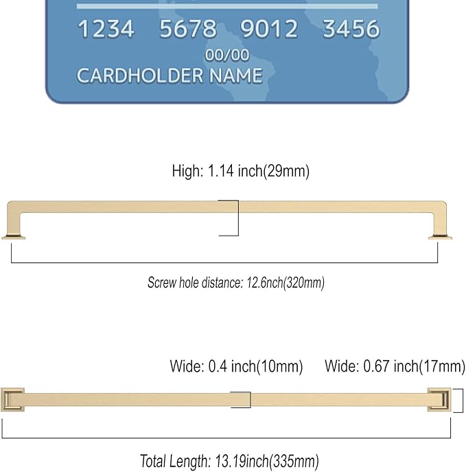 6 Pack 12.6 Inch Gold Cabinet Pulls - Long Kitchen Cabinet Handles