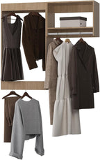 Modular Closet Organizer, 61" Wide Wood Tower Storage for Walk In or Wall Mounted Closets, Bedroom