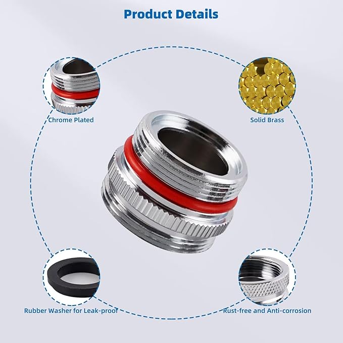 iFealClear 11 PCS Brass Faucet Adapter Kit, Kitchen Sink Aerator Adapters Fit Faucet with Removable Aerators, Male Female Thread Sink Faucet Adapter for Bathroom, Kitchen, Outdoor Garden Faucet, Rvs