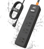 Outdoor Power Strip Weatherproof, IPX6 Waterproof Surge Protector with 4 Wide Outlets, 1875W/15A Overload Protection Switch, 10FT Extension Cord, Wall Mountable for Indoor Outdoor, UL FCC Listed