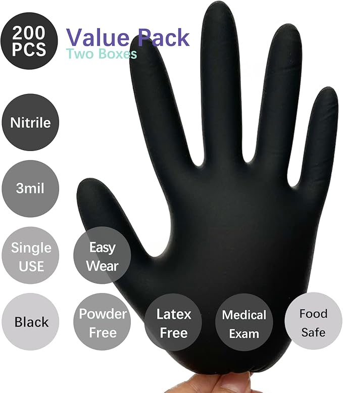 Nitrile Food Safe Disposable Medical Gloves Latex Free Powder Free for Food Prep Cooking Cleaning Exam 3mil