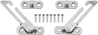 2PCS 10x4.5CM Window Hook Automatic Limiter Silver Stainless Steel Safety Window Opening Restrictor Lock for Window Frame and Sash with Distance of 14 to17MM Inside and Outside Window