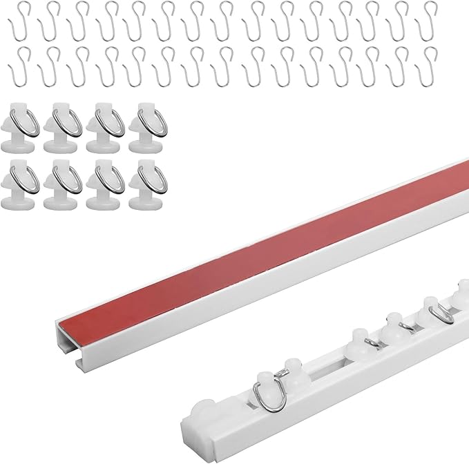 128Inch Adhesive Curtain Track, Self-Adhesive Ceiling Mount Wall Mount Track