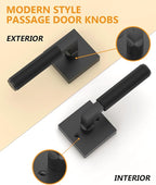 Asidrama 6 Pack Black Passage Door Handles, Door Lever with Door Knobs Indoor for Bedroom or Bathroom, Heavy Duty Door Handles Interior with Locks for Left Right Sided Doors