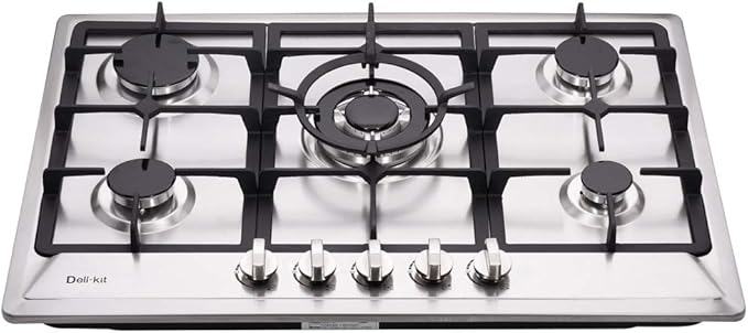 30 inch Gas Cooktops NG/LPG Sealed 5 Burners Gas Cooktop Drop-In Stainless Steel Gas Hob DK257-A02 Gas Cooktop