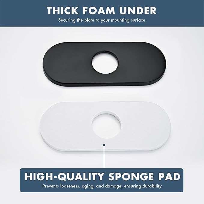 6 Inch Faucet Deck Plate for Bathroom Sink - Universal Fit for 1 Hole or 3 Hole 4 Inch Centerset Basins - Escutcheon Faucet Plate - Stainless Steel Faucet Hole Cover(Matte Black)