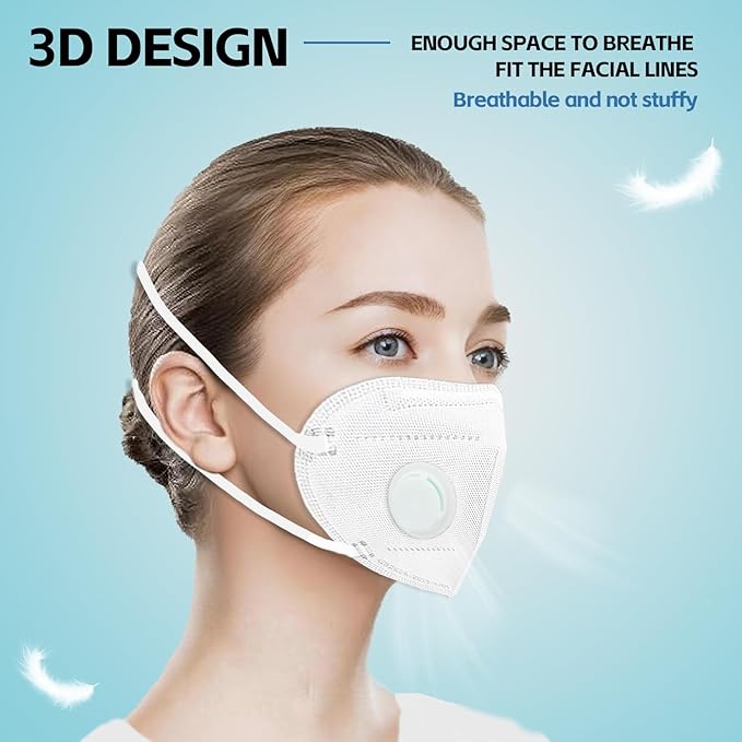 Head Mounted Face Dust Mask 20PCS,7 Layer Breathable Valve Disposable for Protection Construction Sanding Adult