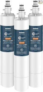 Crystala Filters Replacement for GE® RPWFE, RPWF (with CHIP) Refrigerator Water Filter, Compatible with WSG-4, WF277, GFE28GMKES, PFE28KBLTS, GYE22HMKES, DFE28JSKSS, GFE28GYNFS, GFD28GYNFS, 3 Pack