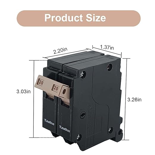 2 Pole 20 Amp Circuit Breaker Plug on Mount Standard Miniature Circuit Breaker Thermal Magnetic Protection, 10KA 120/240V