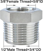 Joywayus Stainless Steel Hex Head Bushing Reducer Pipe Fitting 1/2 NPT Male × 3/8 NPT Female (Pack of 2)