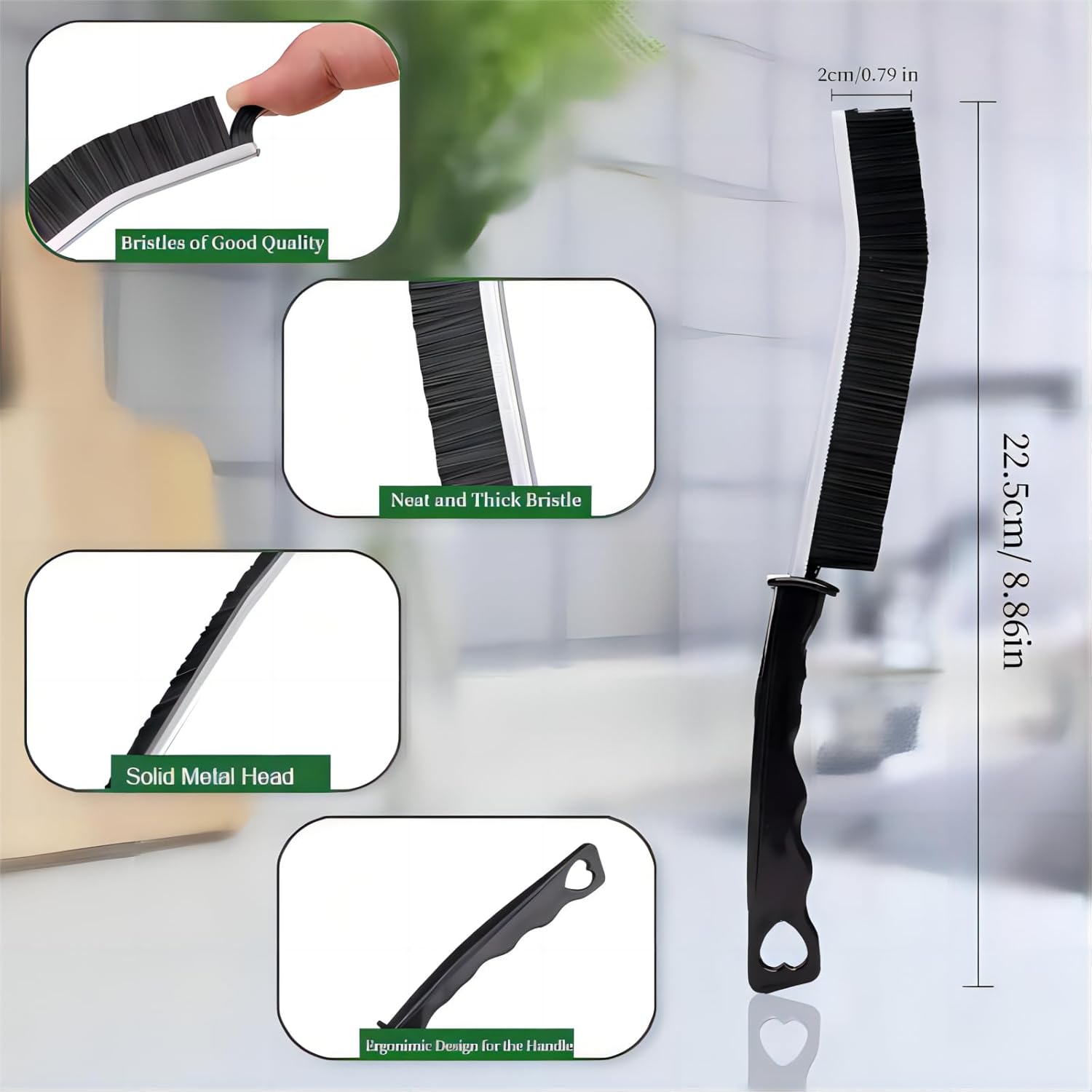 2 Pcs Crevice Cleaning Brush Hard Bristle Gap Brush Multifunctional for Bathroom Household Kitchen Tiles Window Crevice Cleaning Tool (Style 1)