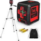 Laser Level with Tripod, 100 feet Green Cross Line Self Rotary Leveling Laser Level, 4 Brightness Adjustment, Manual Self leveling and Pulse Mode,IP54 Waterproof Battery Carrying Bag Included