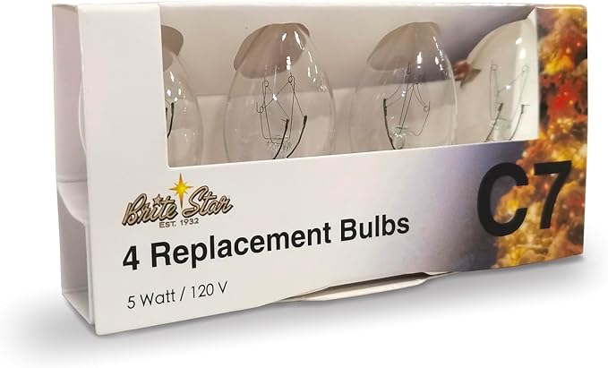 Brite Star 4Ct C7 Replacement Bulbs, Clear