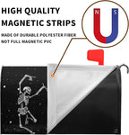 Halloween Skull Mailbox Cover Dancing Human Skeleton Mailbox Covers Magnetic Standard Size 21x18 Inch Moon Black Post Letter Box Wraps for Garden Outdoor Decorations