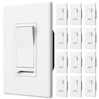 Amico 12 Pack Light Dimmer Switch, No Neutral Wire, Single Pole or 3-Way, for Dimmable LED/CFL (150W) & Halogen/Incandescent (600W), Slide to Dim, White with Wall Plates Included, UL Listed